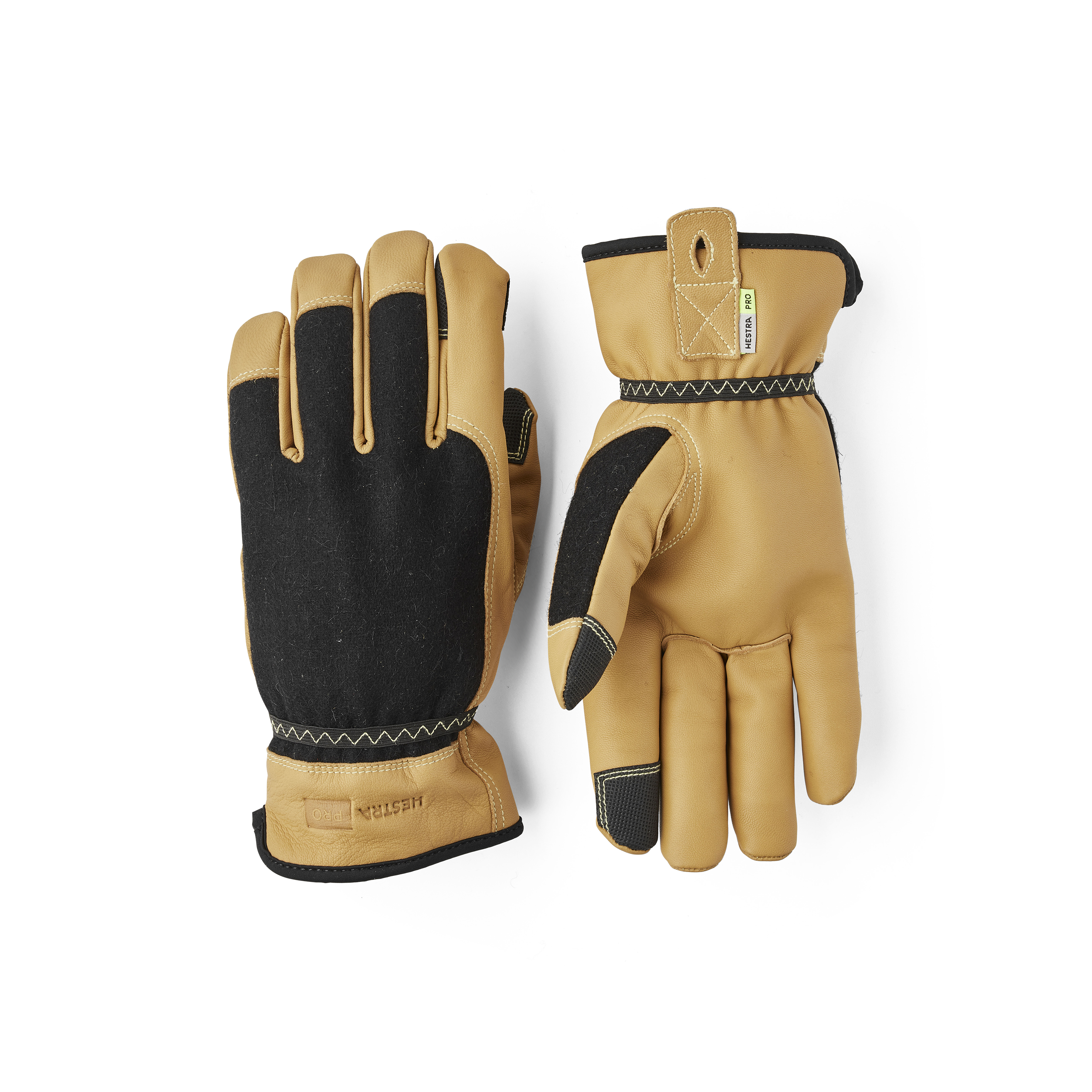 Hestra Kobolt Winter Wool glove in Black/Tan – front view